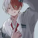Minimalist Shoto Todoroki avatar for google chat integration, featuring adaptive emotional expressions