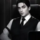 Malek Sinner's AI avatar with dynamic vector art style, embodying friendly AI chat capabilities