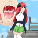 Avatar inspirado em IA do cérebro profundo de Garota gigante vore com recursos de companheiro virtual inteligente