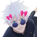 Satoru Gojo's AI avatar with dynamic vector art style, embodying friendly AI chat capabilities