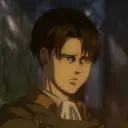 Portrait of a friendly AI chatbot assistant Levi Ackerman with expressive eyes showcasing personality traits