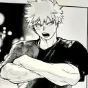 Portrait of a friendly AI chatbot assistant Bakugo Katsuki with expressive eyes showcasing personality traits