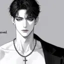 Avatar AI Chris dengan gaya seni vektor dinamik, merangkumi keupayaan sembang AI yang mesra