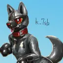 character Poochyena latex suit for NSFW chatbot and creative roleplay