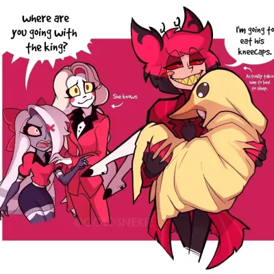 Hazbin Hotel-RadioApple-AppleMedia: Playful AI chatbot mascot enhancing user engagement in random chats	