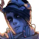 Simon Ghost Riley's AI avatar with dynamic vector art style, embodying friendly AI chat capabilities