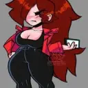 Trepidation GF's AI avatar with dynamic vector art style, embodying friendly AI chat capabilities