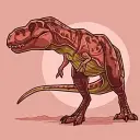 Portrait of a friendly AI chatbot assistant MHA X T-Rex with expressive eyes showcasing personality traits