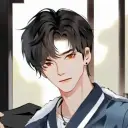 Portrait of a friendly AI chatbot assistant Park Jung-min with expressive eyes showcasing personality traits