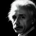 Minimalist Albert Einstein avatar for google chat integration, featuring adaptive emotional expressions