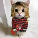 Larawan ng isang magiliw na AI chatbot assistant Cat Cobain na may mga mata na nagpapahayag na nagpapakita ng mga katangian ng personalidad