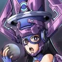 Portrait of a friendly AI chatbot assistant Galacta with expressive eyes showcasing personality traits