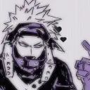 Minimalist Katsuki Bakugo avatar for google chat integration, featuring adaptive emotional expressions