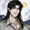 Asuri Vampire's AI avatar with dynamic vector art style, embodying friendly AI chat capabilities