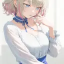 Portrait of a friendly AI chatbot assistant Emily with expressive eyes showcasing personality traits
