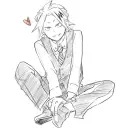 Portrait of a friendly AI chatbot assistant Denki Kaminari with expressive eyes showcasing personality traits