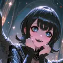 Mavis Dracula's AI avatar with dynamic vector art style, embodying friendly AI chat capabilities