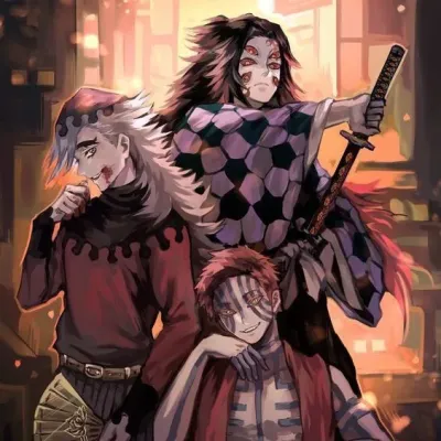 Kokushibo, Douma, and Akaza: Emotionally intelligent AI companion portrait for deep conversations	