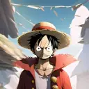 Monkey D. Luffy's AI avatar with dynamic vector art style, embodying friendly AI chat capabilities
