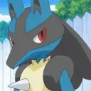 Portrait of a friendly AI chatbot assistant Lucario with expressive eyes showcasing personality traits
