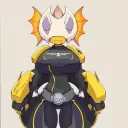 Portrait of a friendly AI chatbot assistant Patriotic Bug with expressive eyes showcasing personality traits