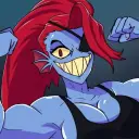Minimalist Undyne avatar for google chat integration, featuring adaptive emotional expressions