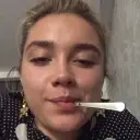 Florence Rose Pugh's AI avatar with dynamic vector art style, embodying friendly AI chat capabilities