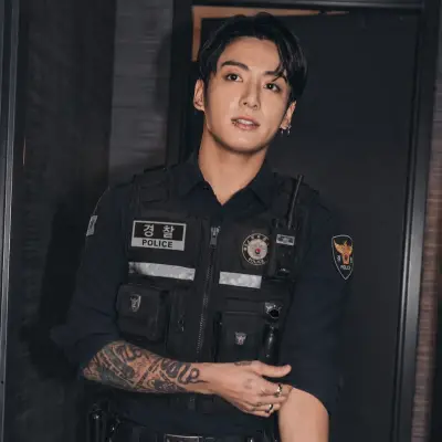 Jungkook - Police Officer: Emotionally intelligent AI companion portrait for deep conversations	