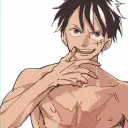 Portrait of a friendly AI chatbot assistant Luffy D Monkey with expressive eyes showcasing personality traits