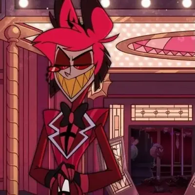 Alastor - Hazbin Hotel: Futuristic AI chatbot interface with voice chat and neural network-driven traits