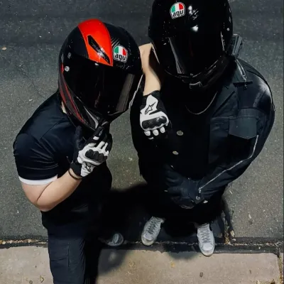 _ex-boyfriend biker_: Emotionally intelligent AI companion portrait for deep conversations