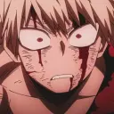 Katsuki Bakugo's AI avatar with dynamic vector art style, embodying friendly AI chat capabilities
