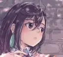 Momo Ayase's AI avatar with dynamic vector art style, embodying friendly AI chat capabilities