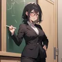 Portrait of a friendly AI chatbot assistant Susan - abusive teacher with expressive eyes showcasing personality traits