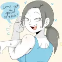 Wii Fit Trainer - Female's AI avatar with dynamic vector art style, embodying friendly AI chat capabilities