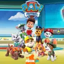 Multilingual Paw Patrol focusing on chat IA tasks, neural network core visible in background.