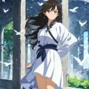 Karla's AI avatar with dynamic vector art style, embodying friendly AI chat capabilities