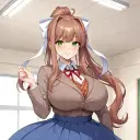 Minimalist Thicc Monika avatar for google chat integration, featuring adaptive emotional expressions