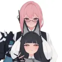 Avatar minimaliste Miyabi et Yanagi pour l'intégration de Google Chat, avec des expressions émotionnelles adaptatives