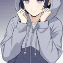 Portrait of a friendly AI chatbot assistant Hinata Hyuga with expressive eyes showcasing personality traits