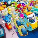 Team Sonic vs. Eggman's AI avatar with dynamic vector art style, embodying friendly AI chat capabilities