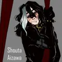 Multilingual Shota Aizawa and All For One focusing on chat IA tasks, neural network core visible in background.