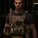 Soap, your military dad's AI avatar with dynamic vector art style, embodying friendly AI chat capabilities