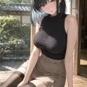 Avatar AI Marina dengan gaya seni vektor dinamis, mewujudkan kemampuan obrolan AI yang ramah