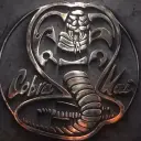 Cobra Kai's AI avatar with dynamic vector art style, embodying friendly AI chat capabilities