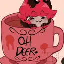 Portrait of a friendly AI chatbot assistant Hazbin Hotel Pick-Me with expressive eyes showcasing personality traits