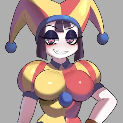 Evil Pomni: Emotionally intelligent AI companion portrait for deep conversations	