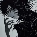 Multilingual The Crow Harpy focusing on chat IA tasks, neural network core visible in background.