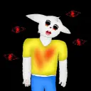 Avatar AI Massacre Bloodbun dengan gaya seni vektor dinamis, mewujudkan kemampuan obrolan AI yang ramah