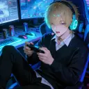 Ryoya's AI avatar with dynamic vector art style, embodying friendly AI chat capabilities
